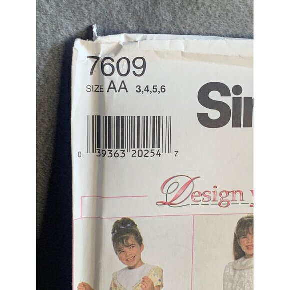 Simplicity Girls Dress Sewing Pattern Sz 3-6 7609 - Uncut - Picture 7 of 9